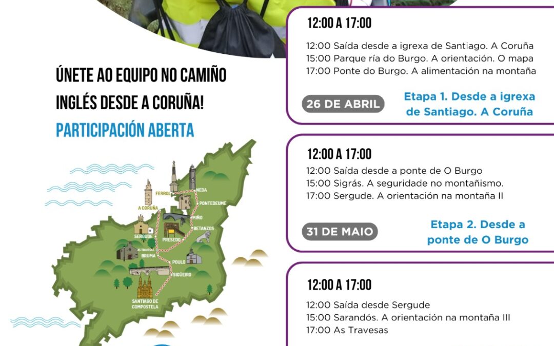 MASC. Montañismo Aberto Sendeiros para a Comunidade – Etapa 1. Dende a igrexa de Santiago. A Coruña – 26 de abril