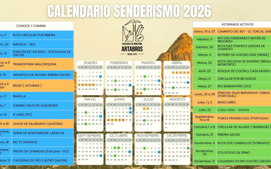 CALENDARIO DE SENDERISMO 2026