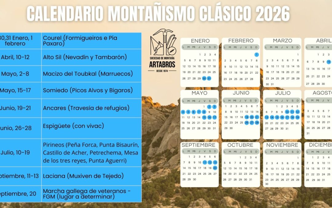 CALENDARIO MONTAÑISMO CLÁSICO 2026